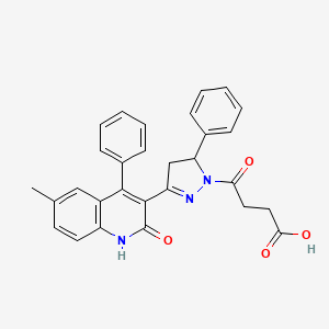 molecular formula C29H25N3O4 B2484423 4-[3-(2-hydroxy-6-methyl-4-phenylquinolin-3-yl)-5-phenyl-4,5-dihydro-1H-pyrazol-1-yl]-4-oxobutanoic acid CAS No. 331988-65-9