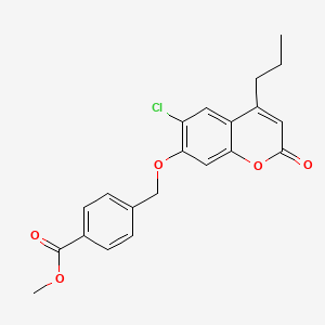 molecular formula C21H19ClO5 B2484428 methyl 4-{[(6-chloro-2-oxo-4-propyl-2H-chromen-7-yl)oxy]methyl}benzoate CAS No. 380210-34-4