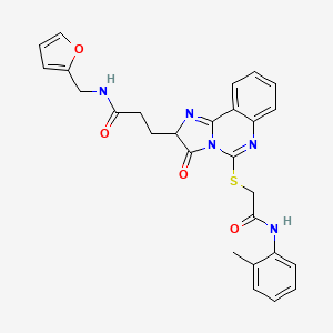 molecular formula C27H25N5O4S B2484439 N-[(呋喃-2-基)甲基]-3-[5-({[(2-甲基苯基)羰胺基]甲基}硫基)-3-氧代-2H,3H-咪唑并[1,2-c]喹唑啉-2-基]丙酰胺 CAS No. 1093807-79-4