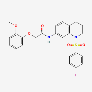 molecular formula C24H23FN2O5S B2484441 N-(1-((4-fluorophenyl)sulfonyl)-1,2,3,4-tetrahydroquinolin-7-yl)-2-(2-methoxyphenoxy)acetamide CAS No. 1005300-40-2