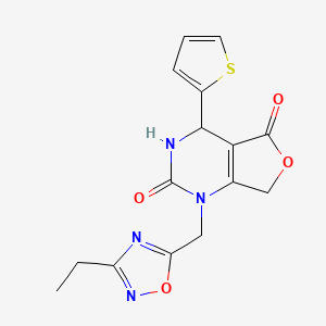 molecular formula C15H14N4O4S B2484442 1-[(3-ethyl-1,2,4-oxadiazol-5-yl)methyl]-4-(2-thienyl)-4,7-dihydrofuro[3,4-d]pyrimidine-2,5(1H,3H)-dione CAS No. 2108740-33-4