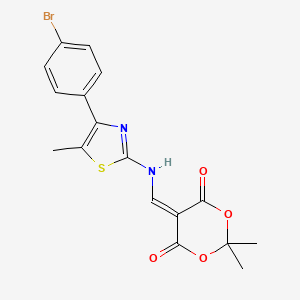 molecular formula C17H15BrN2O4S B2484463 5-[[[4-(4-Bromophenyl)-5-methyl-1,3-thiazol-2-yl]amino]methylidene]-2,2-dimethyl-1,3-dioxane-4,6-dione CAS No. 1022394-28-0
