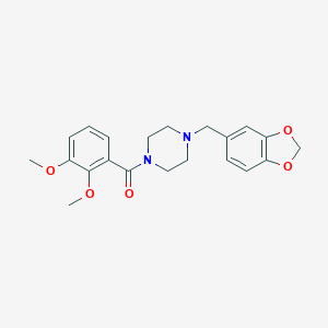 molecular formula C21H24N2O5 B248448 1-(1,3-Benzodioxol-5-ylmethyl)-4-(2,3-dimethoxybenzoyl)piperazine 