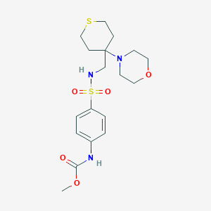molecular formula C18H27N3O5S2 B2484503 Methyl N-[4-[(4-morpholin-4-ylthian-4-yl)methylsulfamoyl]phenyl]carbamate CAS No. 2380179-02-0