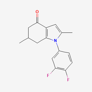 molecular formula C16H15F2NO B2484504 1-(3,4-Difluorophenyl)-2,6-dimethyl-5,6,7-trihydroindol-4-one CAS No. 1023536-44-8