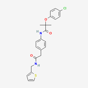 molecular formula C23H23ClN2O3S B2484525 2-(4-氯苯氧基)-2-甲基-N-(4-(2-氧代-2-((噻吩-2-基甲基)氨基)乙基)苯基)丙酰胺 CAS No. 1207047-30-0