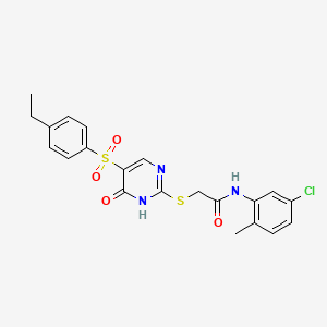 molecular formula C21H20ClN3O4S2 B2484545 N-(5-氯-2-甲基苯基)-2-((5-((4-乙基苯基)磺酰)-6-氧代-1,6-二氢嘧啶-2-基)硫基)乙酰胺 CAS No. 1021227-43-9