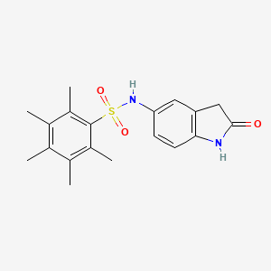 molecular formula C19H22N2O3S B2484559 2,3,4,5,6-pentamethyl-N-(2-oxoindolin-5-yl)benzenesulfonamide CAS No. 921836-35-3