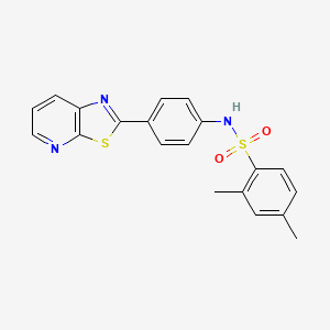 molecular formula C20H17N3O2S2 B2484582 2,4-dimethyl-N-(4-(thiazolo[5,4-b]pyridin-2-yl)phenyl)benzenesulfonamide CAS No. 896678-73-2