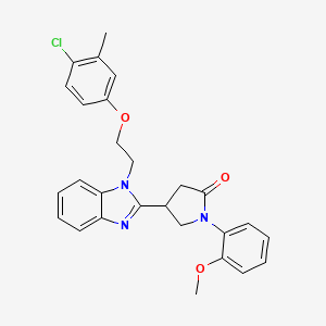 molecular formula C27H26ClN3O3 B2484584 4-{1-[2-(4-Chloro-3-methylphenoxy)ethyl]benzimidazol-2-yl}-1-(2-methoxyphenyl) pyrrolidin-2-one CAS No. 912902-59-1