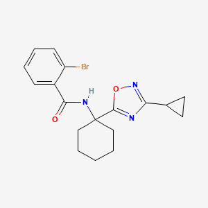 molecular formula C18H20BrN3O2 B2484590 2-bromo-N-(1-(3-cyclopropyl-1,2,4-oxadiazol-5-yl)cyclohexyl)benzamide CAS No. 1396861-78-1