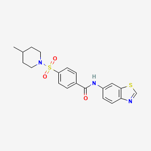 molecular formula C20H21N3O3S2 B2484596 N-(苯并噻唑-6-基)-4-((4-甲基哌啶-1-基)磺酰)苯甲酰胺 CAS No. 941924-57-8