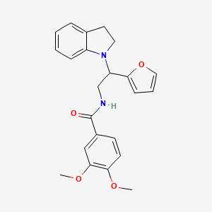 molecular formula C23H24N2O4 B2484602 N-(2-(furan-2-yl)-2-(indolin-1-yl)ethyl)-3,4-dimethoxybenzamide CAS No. 898458-18-9