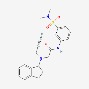 molecular formula C22H25N3O3S B2484603 2-[(2,3-dihydro-1H-inden-1-yl)(prop-2-yn-1-yl)amino]-N-[3-(dimethylsulfamoyl)phenyl]acetamide CAS No. 1356736-43-0