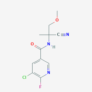 molecular formula C11H11ClFN3O2 B2484609 5-Chloro-N-(2-cyano-1-methoxypropan-2-yl)-6-fluoropyridine-3-carboxamide CAS No. 2224418-36-2