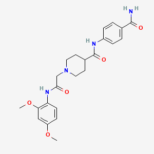 molecular formula C23H28N4O5 B2484611 N-(4-carbamoylphenyl)-1-(2-((2,4-dimethoxyphenyl)amino)-2-oxoethyl)piperidine-4-carboxamide CAS No. 941928-99-0