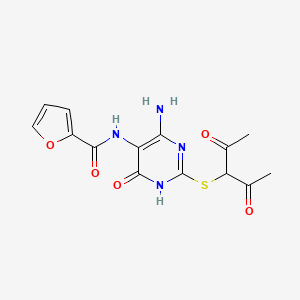 N-(4-amino-2-((2,4-dioxopentan-3-yl)thio)-6-oxo-1,6-dihydropyrimidin-5-yl)furan-2-carboxamide