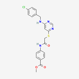 molecular formula C21H19ClN4O3S B2484619 Methyl 4-(2-((6-((4-chlorobenzyl)amino)pyrimidin-4-yl)thio)acetamido)benzoate CAS No. 1251585-63-3