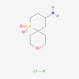 molecular formula C9H18ClNO3S B2484622 4-氨基-9-氧代-1-硫代螺[5.5]十一烷-1,1-二氧化氢盐酸盐 CAS No. 2219418-85-4