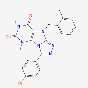 molecular formula C21H17BrN6O2 B2484623 3-(4-bromophenyl)-5-methyl-9-(2-methylbenzyl)-5,9-dihydro-6H-[1,2,4]triazolo[4,3-e]purine-6,8(7H)-dione CAS No. 921804-62-8