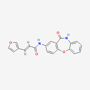 molecular formula C20H14N2O4 B2484637 (E)-3-(呋喃-3-基)-N-(11-氧代-10,11-二氢二苯并[b,f][1,4]噁唑-2-基)丙烯酰胺 CAS No. 1448140-93-9