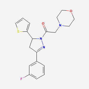 molecular formula C19H20FN3O2S B2484643 1-(3-(3-氟苯基)-5-(噻吩-2-基)-4,5-二氢-1H-吡唑-1-基)-2-吗啉基乙酮 CAS No. 1797339-46-8