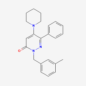 molecular formula C23H25N3O B2484664 2-(3-甲基苯基甲基)-6-苯基-5-哌啶基-3(2H)-吡啶并酮 CAS No. 478029-38-8
