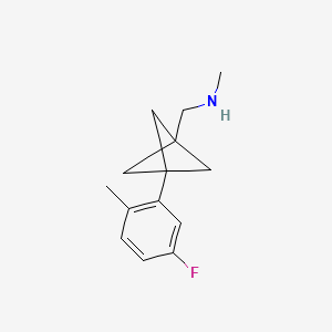 molecular formula C14H18FN B2484670 1-[3-(5-Fluoro-2-methylphenyl)-1-bicyclo[1.1.1]pentanyl]-N-methylmethanamine CAS No. 2287315-43-7