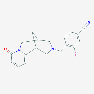 B2484682 3-Fluoro-4-[(6-oxo-7,11-diazatricyclo[7.3.1.02,7]trideca-2,4-dien-11-yl)methyl]benzonitrile CAS No. 2329065-46-3