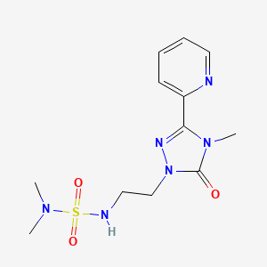 molecular formula C12H18N6O3S B2484684 2-[1-[2-(Dimethylsulfamoylamino)ethyl]-4-methyl-5-oxo-1,2,4-triazol-3-yl]pyridine CAS No. 1208838-75-8