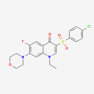 molecular formula C21H20ClFN2O4S B2484694 3-((4-chlorophenyl)sulfonyl)-1-ethyl-6-fluoro-7-morpholinoquinolin-4(1H)-one CAS No. 892775-77-8