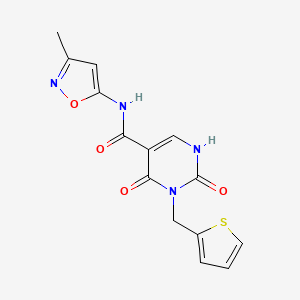 molecular formula C14H12N4O4S B2484722 N-(3-methylisoxazol-5-yl)-2,4-dioxo-3-(thiophen-2-ylmethyl)-1,2,3,4-tetrahydropyrimidine-5-carboxamide CAS No. 1421484-88-9