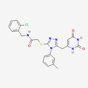 molecular formula C23H21ClN6O3S B2484751 N-[(2-氯苯基)甲基]-2-[[5-[(2,4-二氧代-1H-嘧啶-6-基)甲基]-4-(3-甲基苯基)-1,2,4-三唑-3-基]硫代]乙酰胺 CAS No. 852047-73-5
