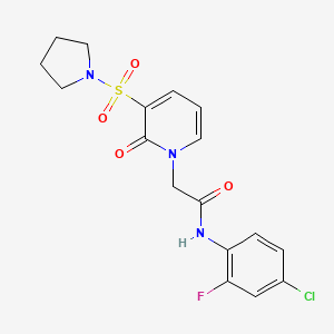 molecular formula C17H17ClFN3O4S B2484756 N-(4-氯-2-氟苯基)-2-[2-氧代-3-(吡咯啉-1-基磺酰基)吡啶-1(2H)-基]乙酰胺 CAS No. 1251667-83-0