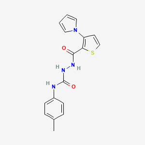 molecular formula C17H16N4O2S B2484775 N-(4-methylphenyl)-2-{[3-(1H-pyrrol-1-yl)-2-thienyl]carbonyl}-1-hydrazinecarboxamide CAS No. 478062-82-7