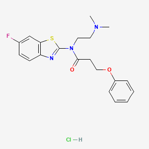 molecular formula C20H23ClFN3O2S B2484777 N-(2-(dimethylamino)ethyl)-N-(6-fluorobenzo[d]thiazol-2-yl)-3-phenoxypropanamide hydrochloride CAS No. 1215738-08-1