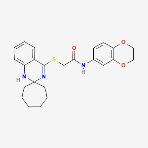 molecular formula C24H27N3O3S B2484778 N-(2,3-dihydro-1,4-benzodioxin-6-yl)-2-{1'H-spiro[cycloheptane-1,2'-quinazoline]sulfanyl}acetamide CAS No. 893788-20-0