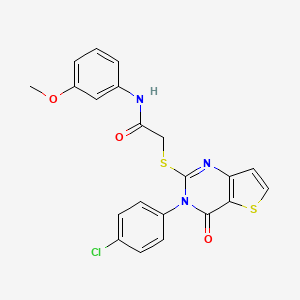 molecular formula C21H16ClN3O3S2 B2484779 2-{[3-(4-Chlorphenyl)-4-oxo-3H,4H-thieno[3,2-d]pyrimidin-2-yl]sulfanyl}-N-(3-Methoxyphenyl)acetamid CAS No. 440325-43-9