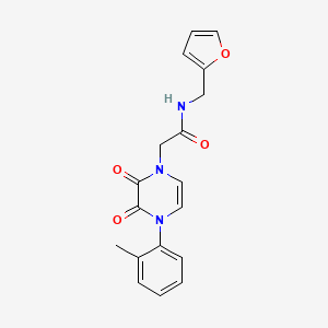 molecular formula C18H17N3O4 B2484780 N-(furan-2-ylmethyl)-2-[4-(2-methylphenyl)-2,3-dioxo-3,4-dihydropyrazin-1(2H)-yl]acetamide CAS No. 1207029-17-1
