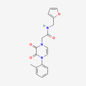 molecular formula C18H17N3O4 B2484780 N-(呋喃-2-基甲基)-2-[4-(2-甲基苯基)-2,3-二氧杂-3,4-二氢吡嗪-1(2H)-基]乙酰胺 CAS No. 1207029-17-1