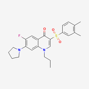 molecular formula C24H27FN2O3S B2484782 3-[(3,4-dimethylphenyl)sulfonyl]-6-fluoro-1-propyl-7-pyrrolidin-1-ylquinolin-4(1H)-one CAS No. 892766-64-2