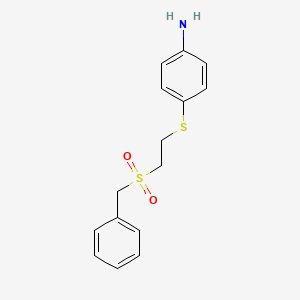 molecular formula C15H17NO2S2 B2484815 4-{[2-(Benzylsulfonyl)ethyl]sulfanyl}aniline CAS No. 2109150-61-8