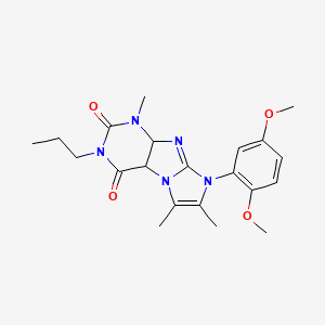 molecular formula C21H25N5O4 B2484865 8-(2,5-dimethoxyphenyl)-1,6,7-trimethyl-3-propyl-1H,2H,3H,4H,8H-imidazo[1,2-g]purine-2,4-dione CAS No. 878719-78-9