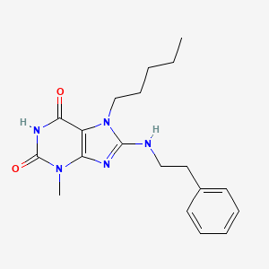 molecular formula C19H25N5O2 B2484869 3-methyl-7-pentyl-8-(phenethylamino)-1H-purine-2,6(3H,7H)-dione CAS No. 378204-21-8