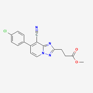 molecular formula C17H13ClN4O2 B2484875 Methyl 3-[7-(4-chlorophenyl)-8-cyano[1,2,4]triazolo[1,5-a]pyridin-2-yl]propanoate CAS No. 866133-35-9