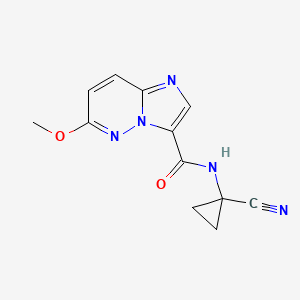 molecular formula C12H11N5O2 B2484881 N-(1-Cyanocyclopropyl)-6-methoxyimidazo[1,2-b]pyridazine-3-carboxamide CAS No. 2418666-97-2