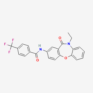 molecular formula C23H17F3N2O3 B2484891 N-(10-乙基-11-氧代-10,11-二氢二苯并[b,f][1,4]噁二氧杂环庚-2-基)-4-(三氟甲基)苯甲酰胺 CAS No. 922081-84-3