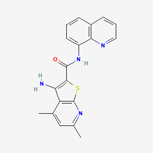 molecular formula C19H16N4OS B2484893 3-氨基-4,6-二甲基-N-(喹啉-8-基)噻吩并[2,3-b]吡啶-2-甲酰胺 CAS No. 402954-20-5