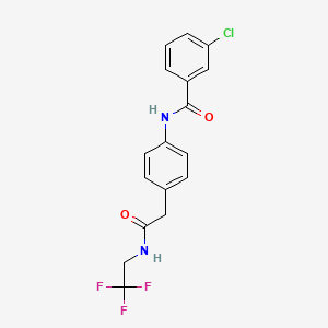 molecular formula C17H14ClF3N2O2 B2484899 3-氯-N-(4-(2-氧代-2-((2,2,2-三氟乙基)氨基)乙基)苯基)苯甲酰胺 CAS No. 1235084-30-6