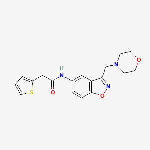 molecular formula C18H19N3O3S B2484914 N-[3-(Morpholin-4-ylmethyl)-1,2-benzoxazol-5-yl]-2-thiophen-2-ylacetamide CAS No. 2380071-27-0